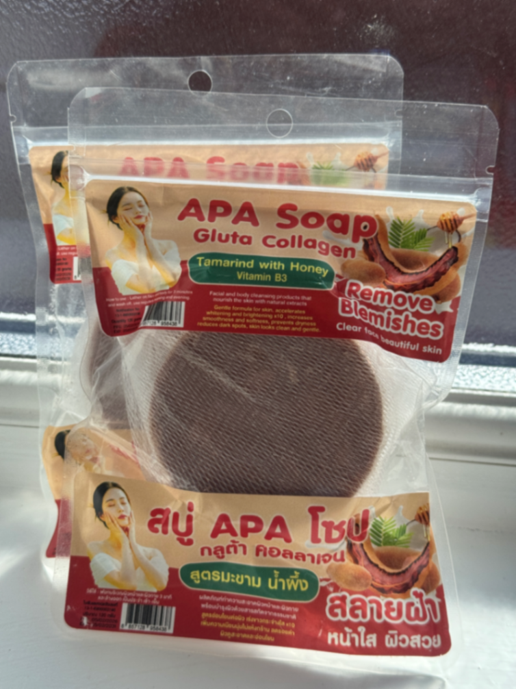 1x APA Soap Gluta 10x Whitening Collagen Tamarind with Honey Vitamin B3 Remove Blemishes Clear Skin Care Product