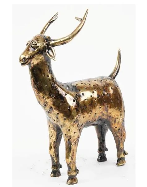 Antique Brass Deer Showpiece (ART-592)