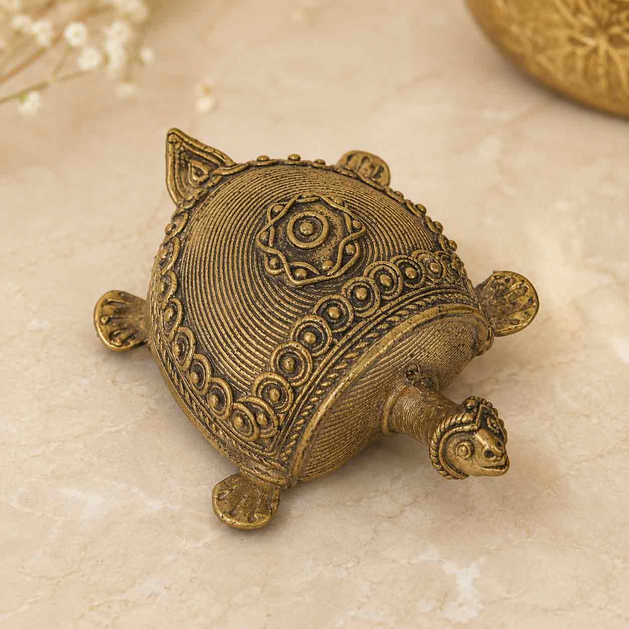 Handcrafted Antique Brass Turtle