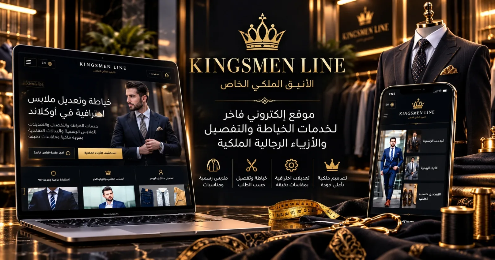 تصميم وتطوير موقع Kingsmen Line للأزياء الملكية | كيان للبرمجيات