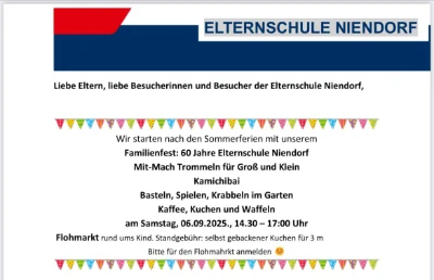 Familienfest mit Flohmarkt - Elternschule Niendorf