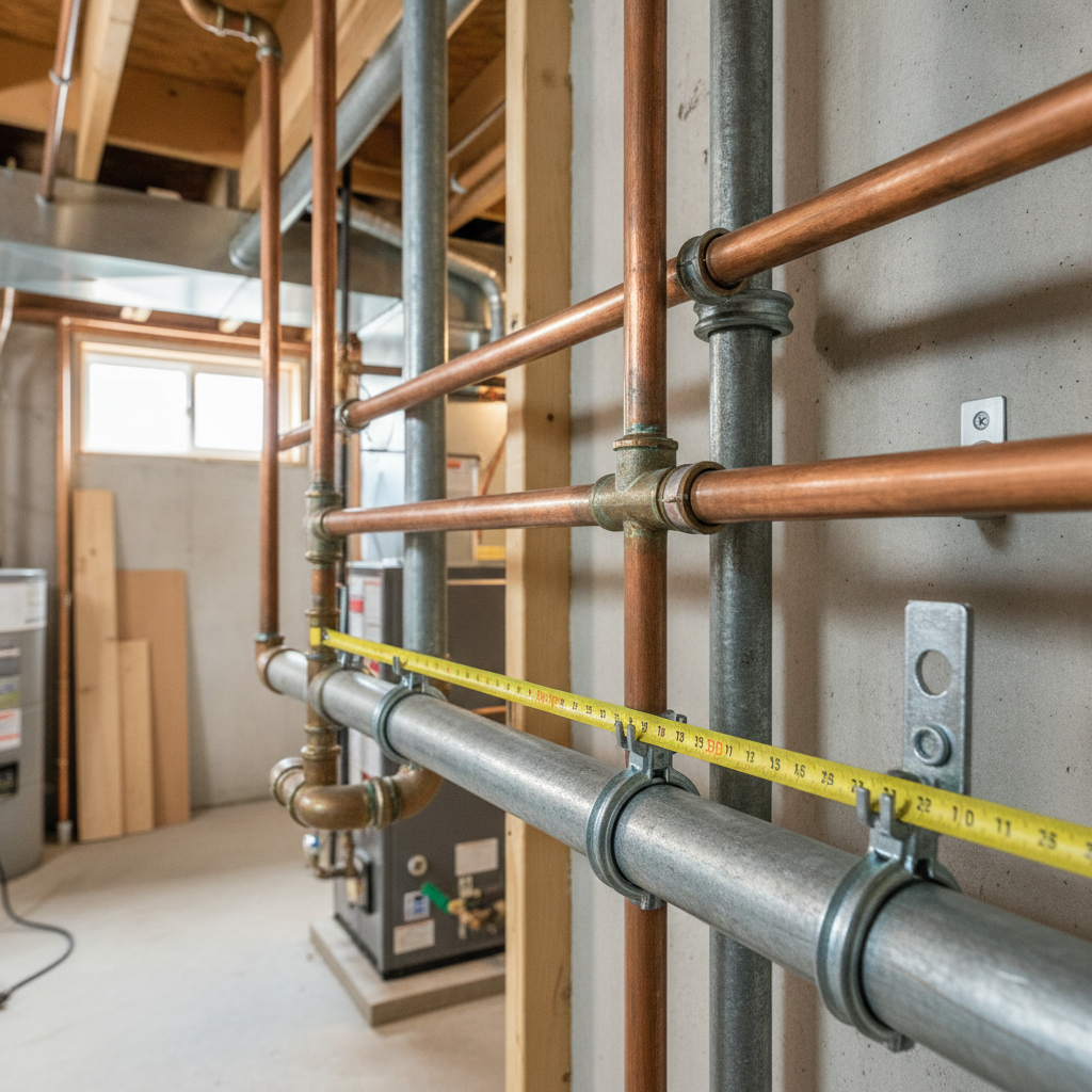 Maximum Support Spacing for Copper and Steel Drainage Pipes Under NPC 9.31.4.10.(1) in Alberta Residential Plumbing