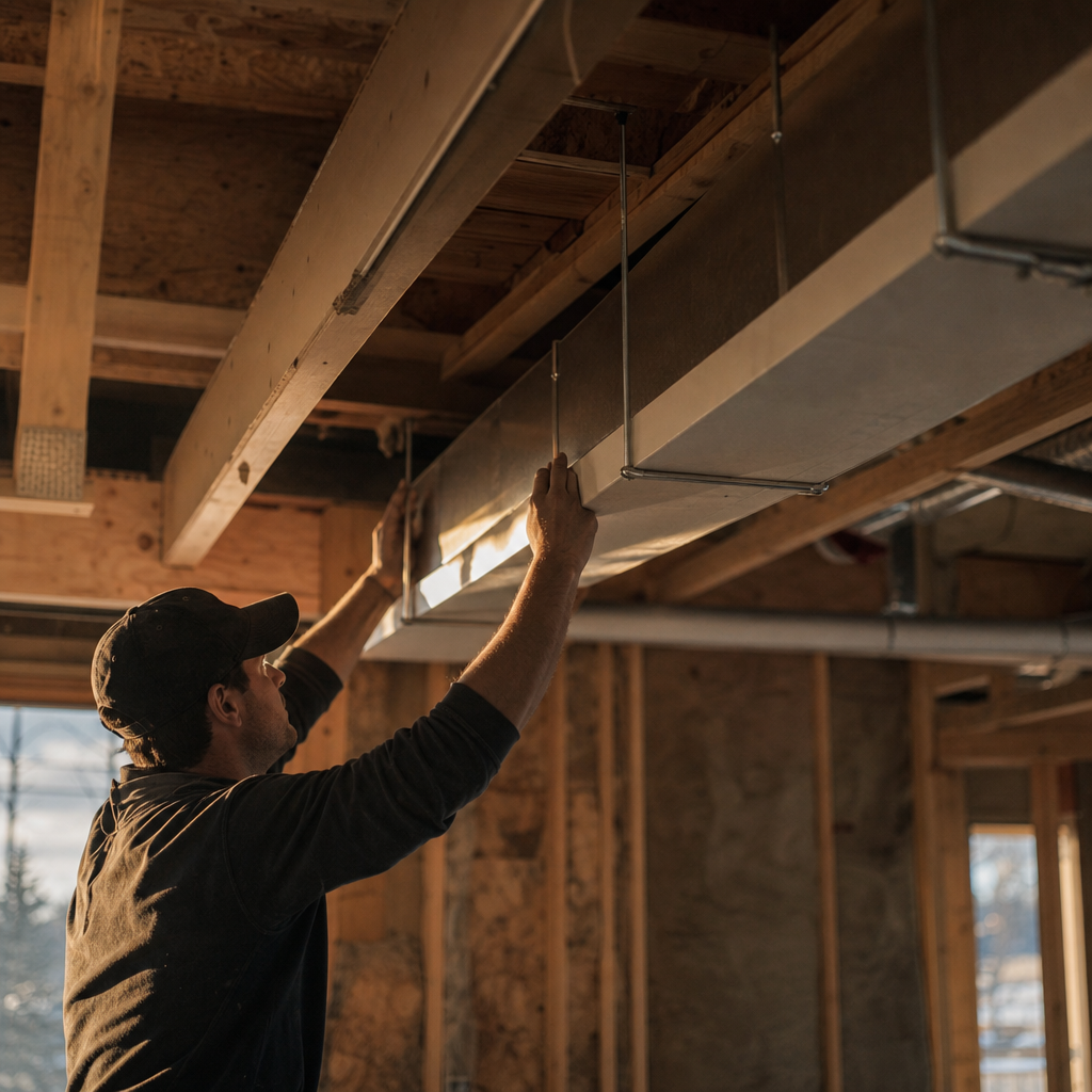 Maximum Allowable Support Spacing for Rigid Non-Metallic Ducts Under NBC(AE) 9.32.3.6.(2)