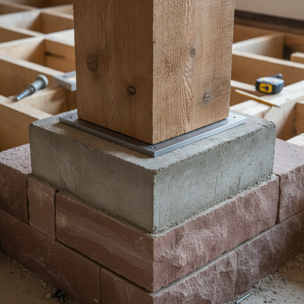 Minimum Bearing Plate Dimensions and Materials for Wood Columns on Concrete and Masonry in Alberta Residential Buildings