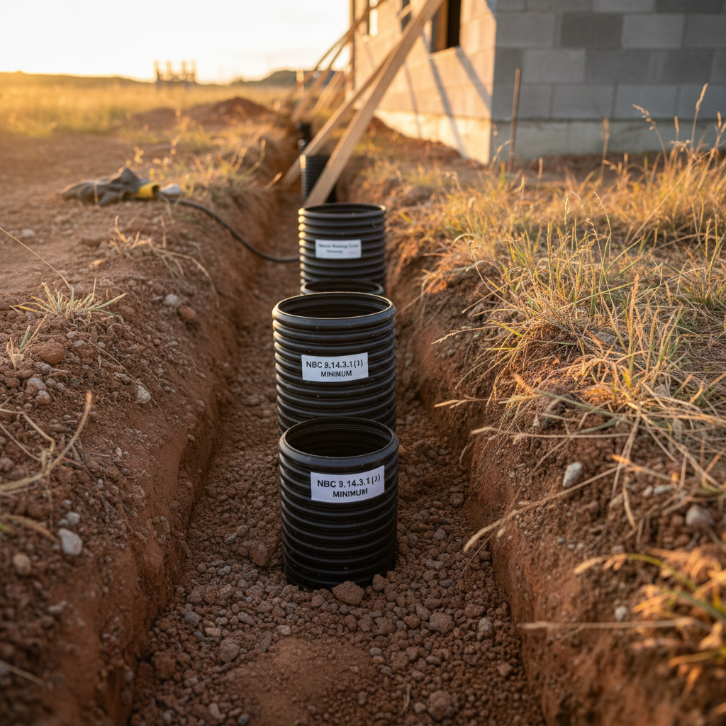 Minimum Required Diameter for Foundation Drainage Pipes Under NBC 9.14.3.1.(1) in Alberta