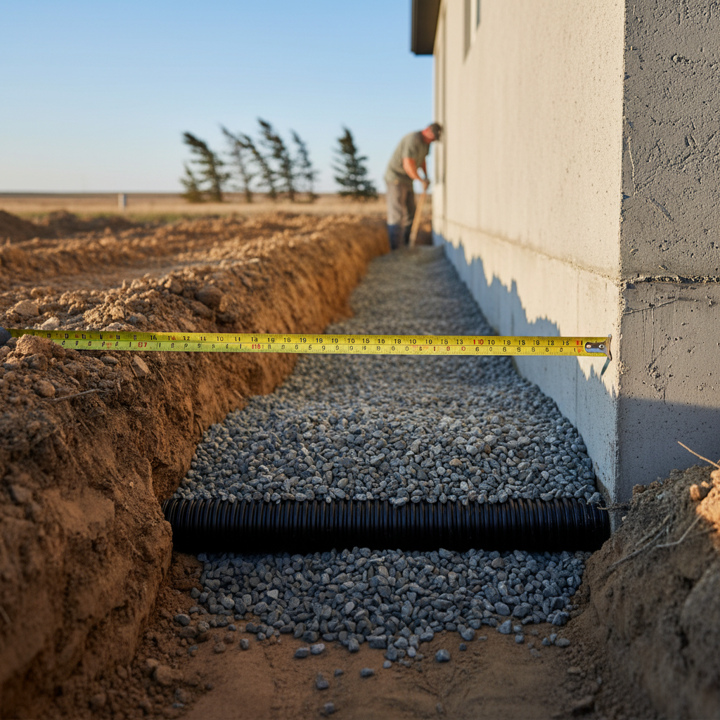 Granular Cover Minimums for Exterior Foundation Drainage Pipes in Alberta (NBC-2023 AE)