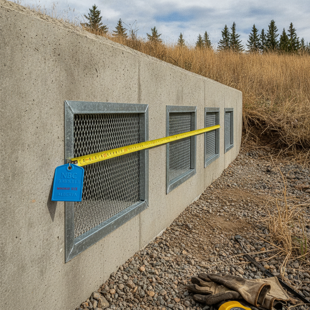 Crawl Space Ventilation: Minimum Individual Opening Size under NBC(AE) 9.18.5.1.(2) in Alberta