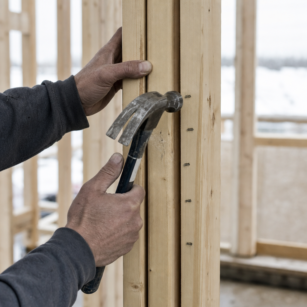 Minimum Nailing Requirements for Double Studs under NBC 9.23.17.2.(7) in Alberta Wood-Frame Residential Construction