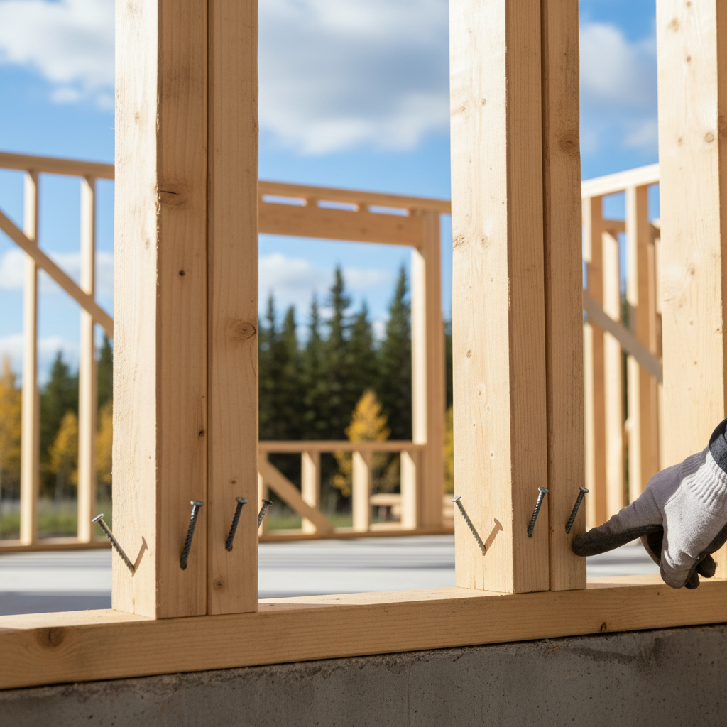 Minimum Nailing Requirements for Studs to Top and Bottom Plates in Alberta under NBC 9.23.17.2.(1)