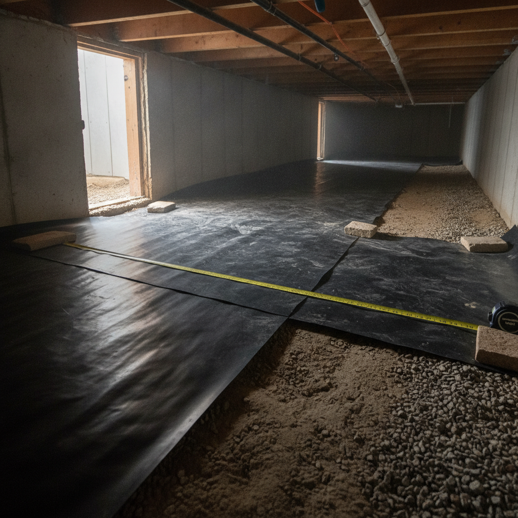 Minimum Overlap Requirements for Polyethylene Ground Cover Joints under NBC 9.18.6.2.(2) in Alberta Crawl Spaces