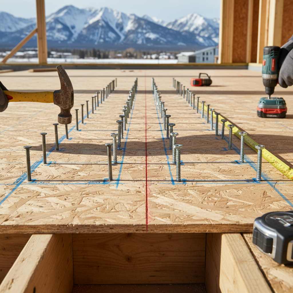 Minimum Fastener Spacing and Type for Subfloor Sheathing under NBC 9.23.3.6.(1) in Alberta