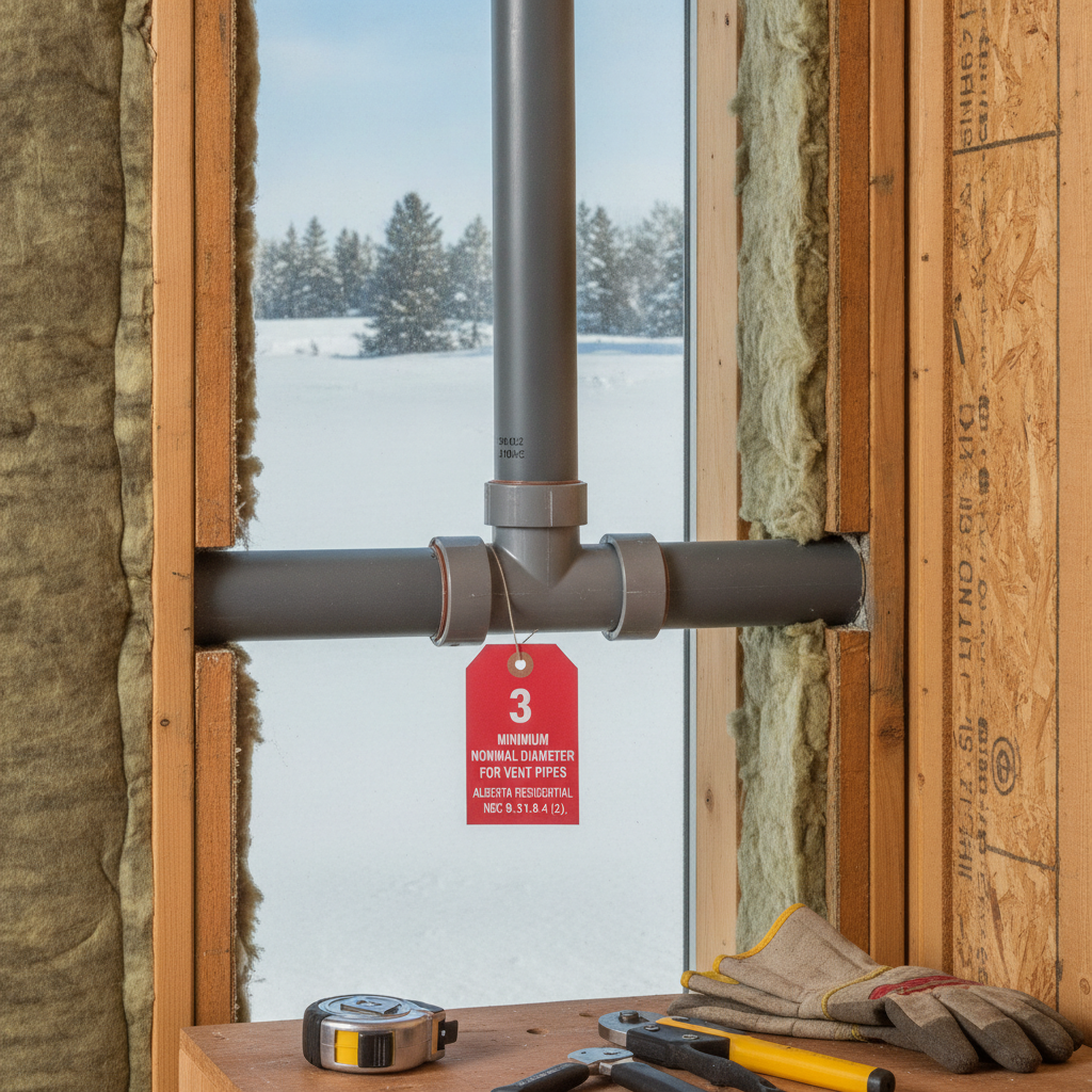 Minimum Nominal Diameter for Vent Pipes in Alberta Residential Construction Under NBC 9.31.8.4.(2)