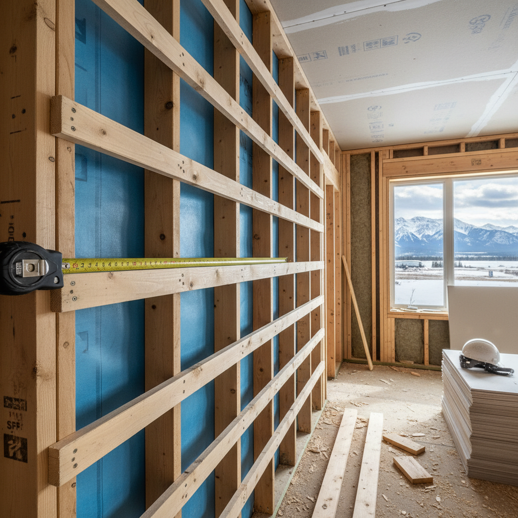 Wood Furring on Interior Face of Exterior Walls: Key Dimensions and Spacing for NBC 2023 Alberta Edition Compliance