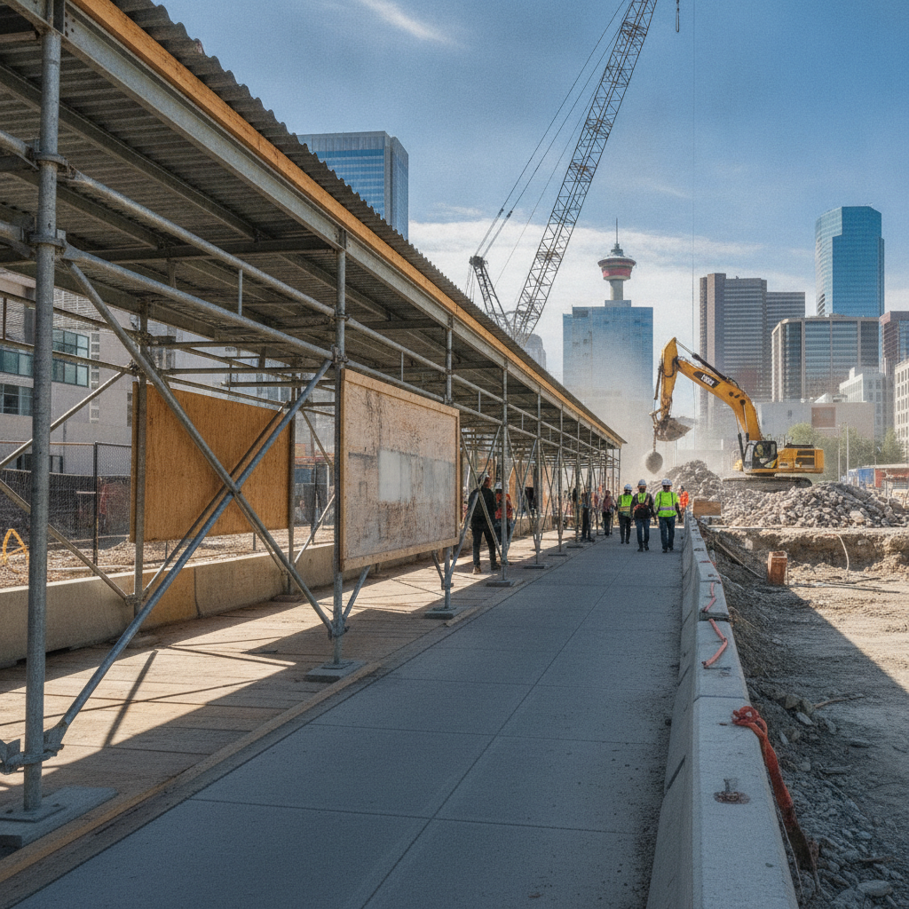 Ensuring Proper Design and Construction of Covered Ways at Calgary Construction Sites: Navigating NBC 8.2.1.2 for Public Safety