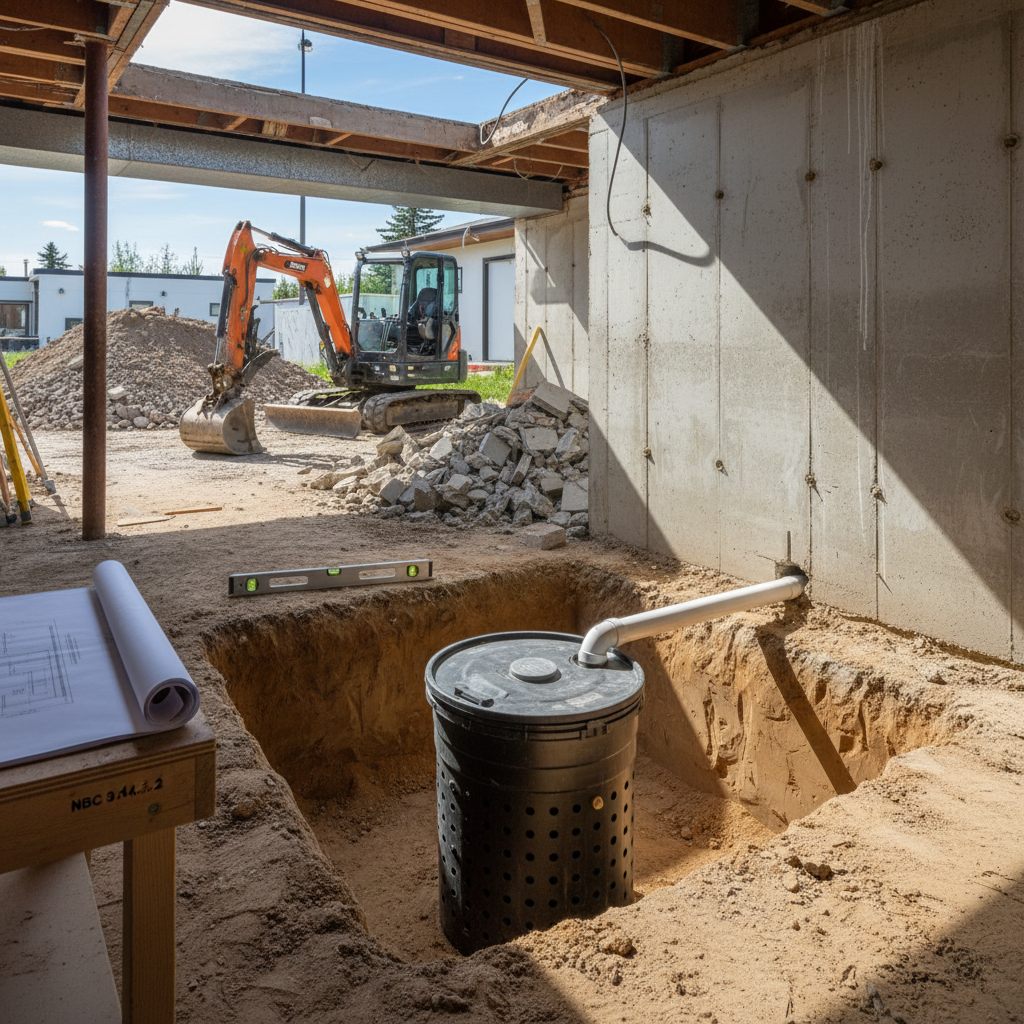 Ensuring Proper Sump Pit Design and Installation in Calgary: Navigating NBC 9.14.5.2 for Homeowners and Builders