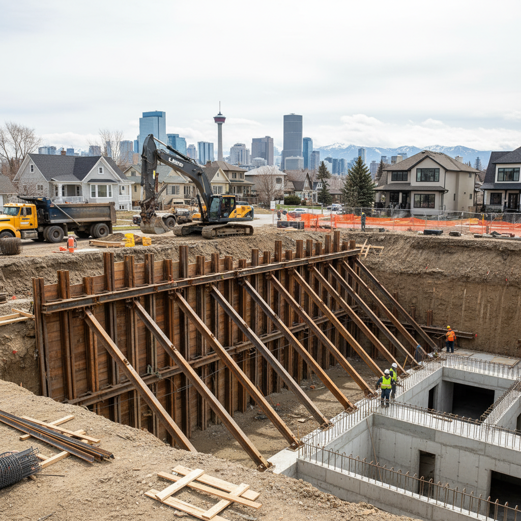 Ensuring Proper Support for Supported Excavations in Calgary: Navigating NBC 4.2.5.3 and 9.12.1.1 for Homeowners and Builders