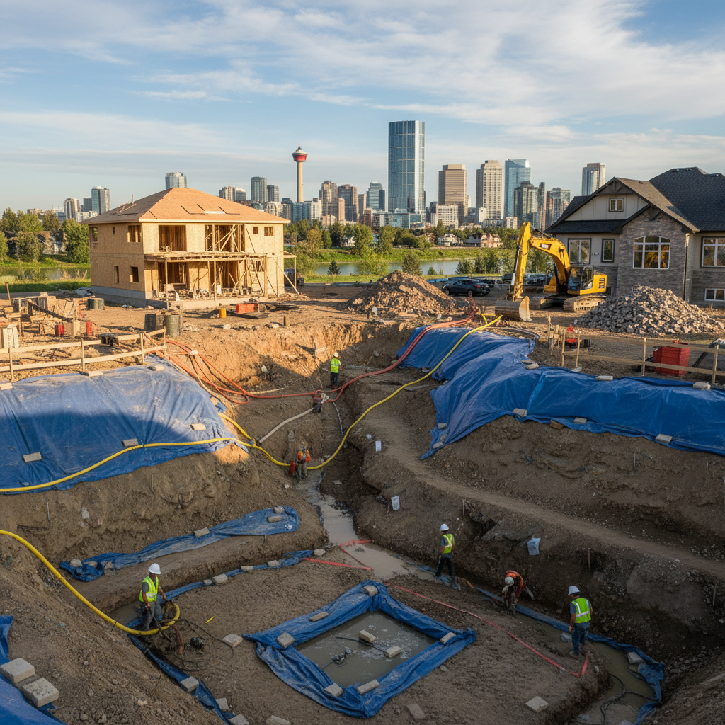 Ensuring Proper Control of Water Around Excavations in Calgary: Navigating NBC 4.2.5.5 for Homeowners and Builders