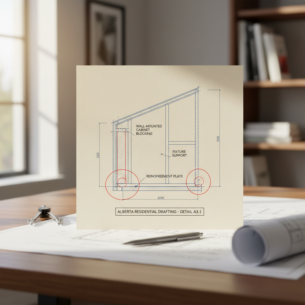 Drafting Blocking Details for Wall-Mounted Cabinets and Fixtures in Alberta Homes