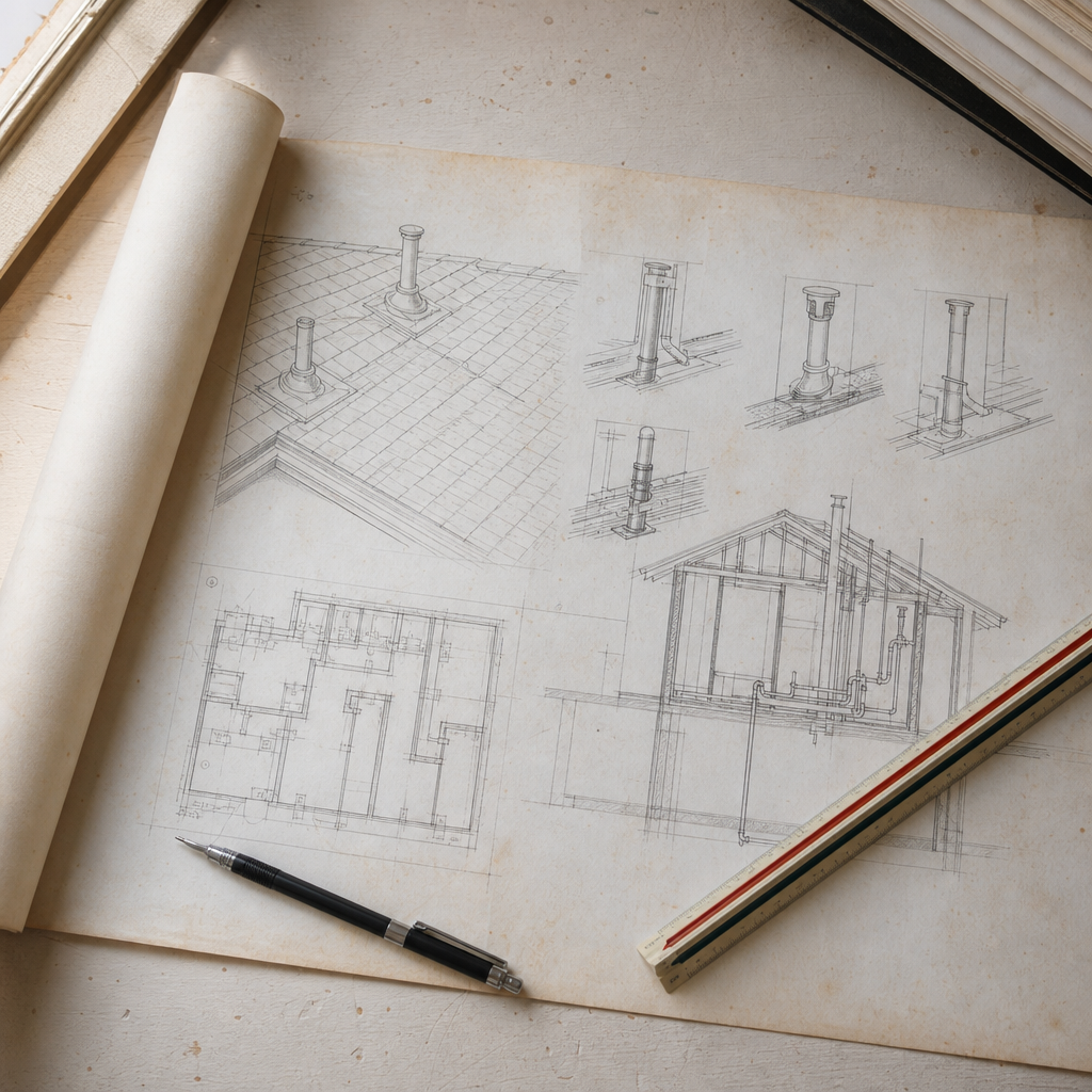 Detailing Code-Compliant Plumbing Vent Stack Terminations on Alberta Residential Roof Plans