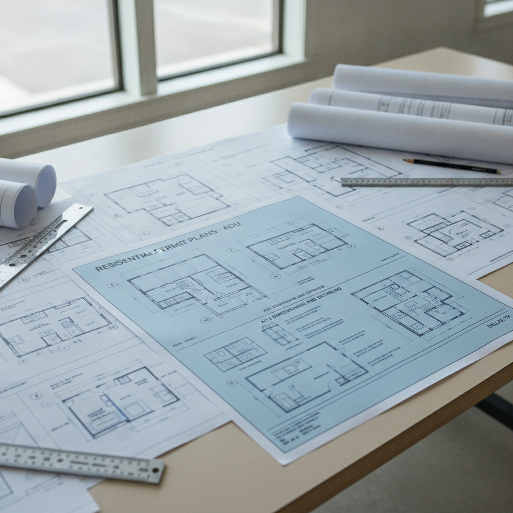 Dimensioning and Detailing ADUs on Dallas Residential Permit Plans: Drawings, Codes, Specs, and Redlines