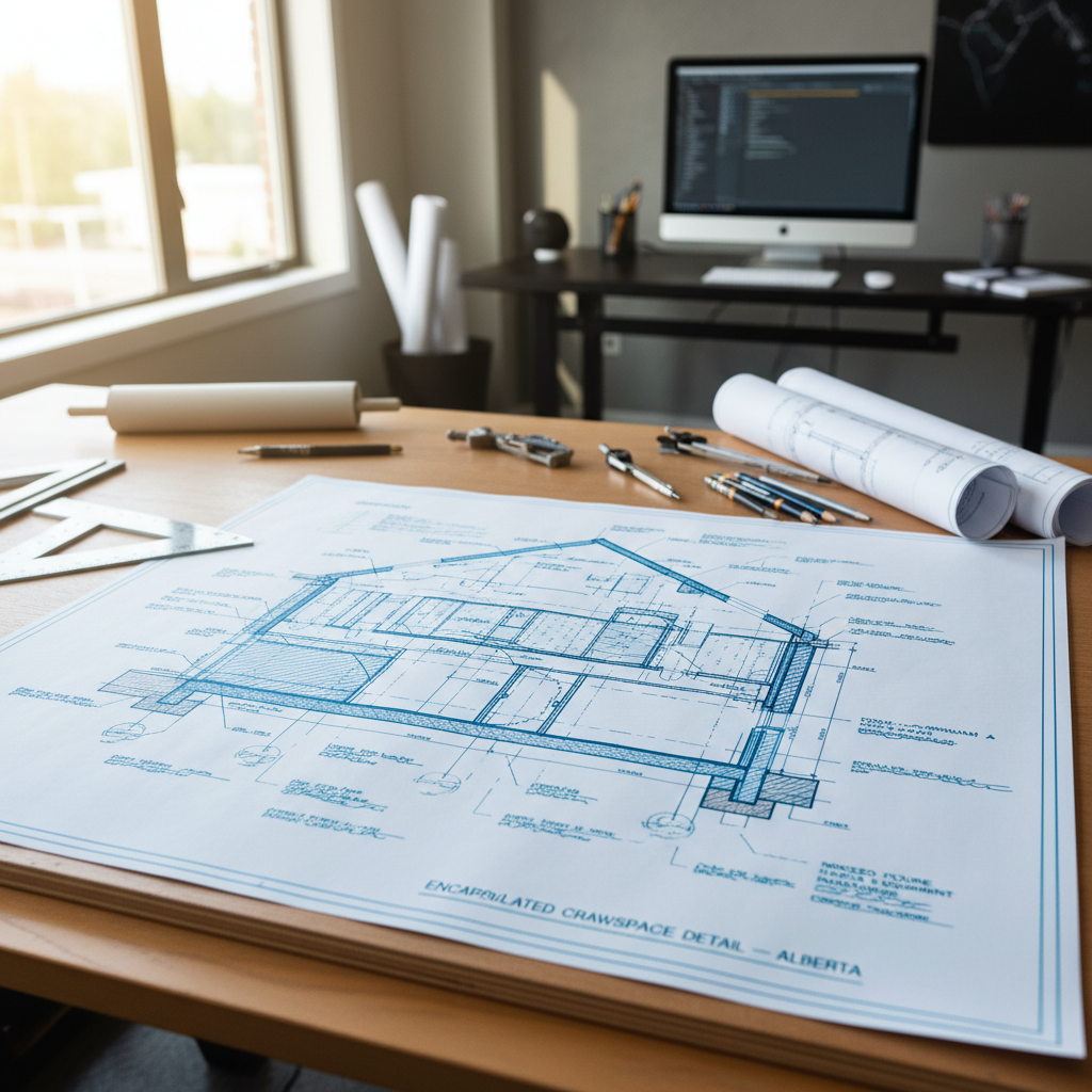 Drafting Code-Compliant Encapsulated Crawlspace Details for Alberta Homes