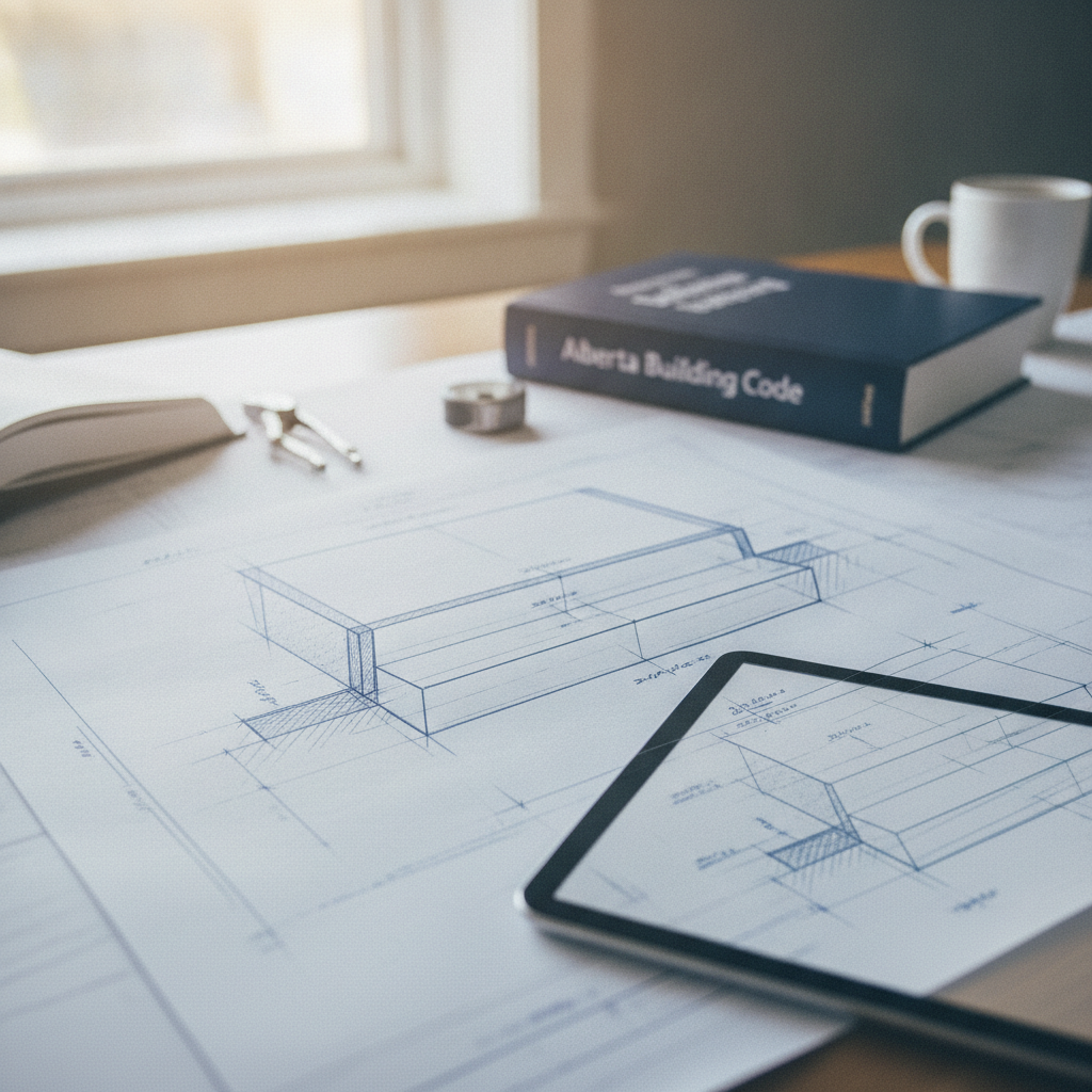 Drafting Code-Compliant Concrete Step and Landing Details for Alberta Homes