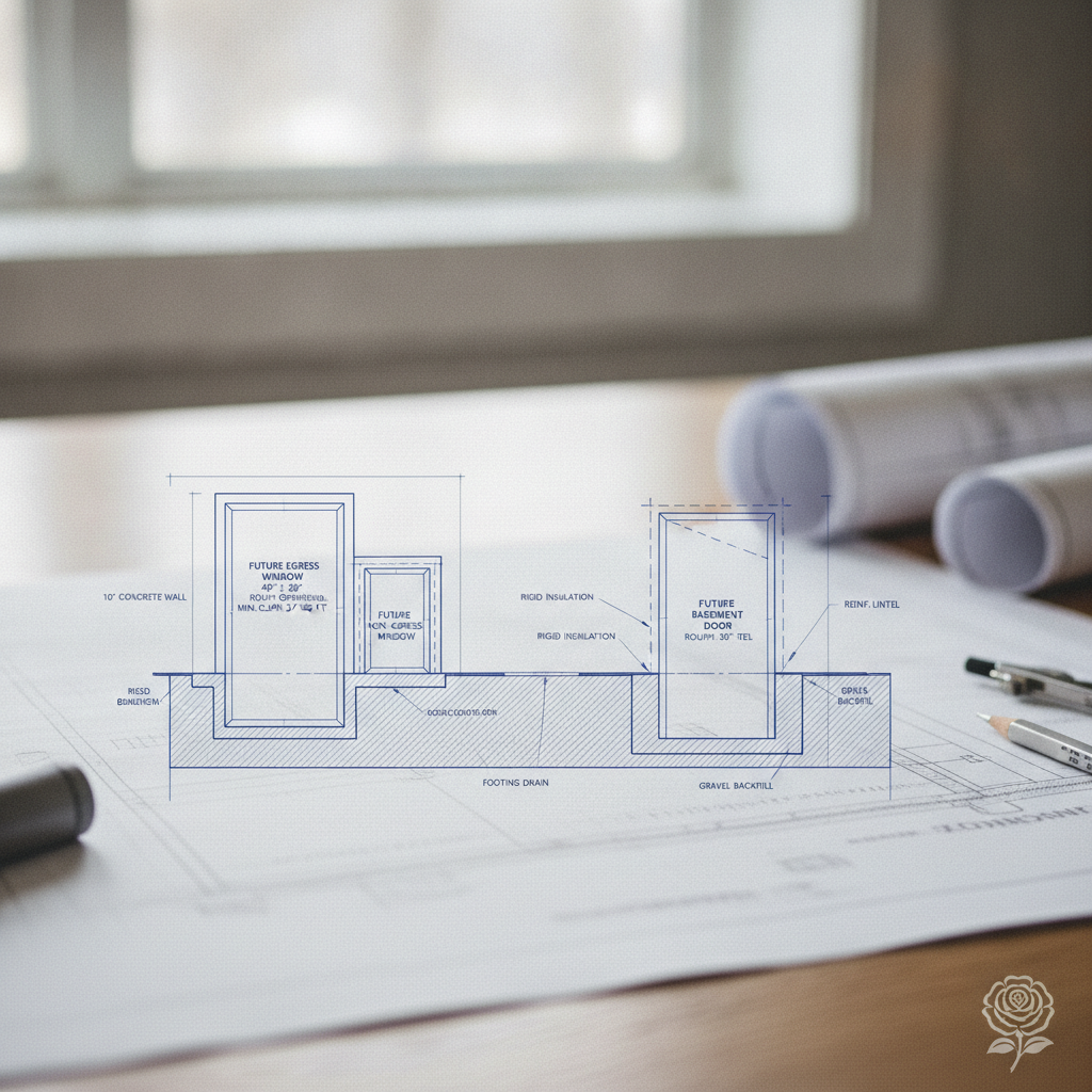 Code-Compliant Drafting of Foundation Wall Openings for Future Basement Windows or Doors in Alberta