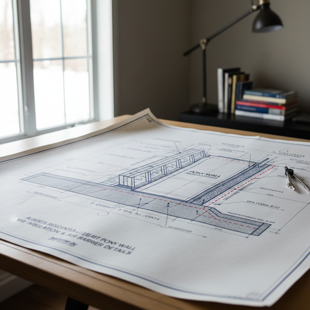 Drafting Code-Compliant Insulation and Air Barrier Details for Basement Pony Walls in Alberta