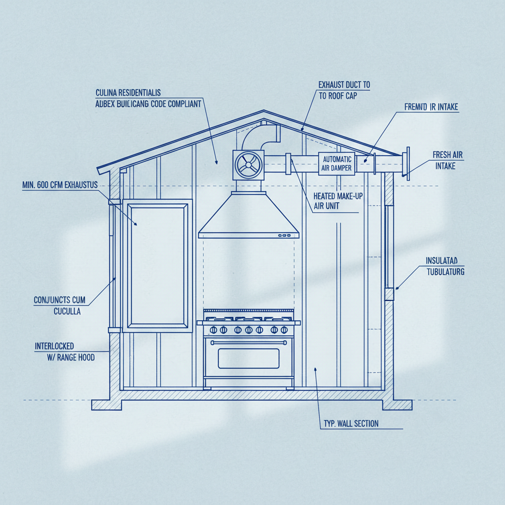 Drafting Code-Compliant Exhaust Hood & Make-up Air Details for Alberta Kitchens