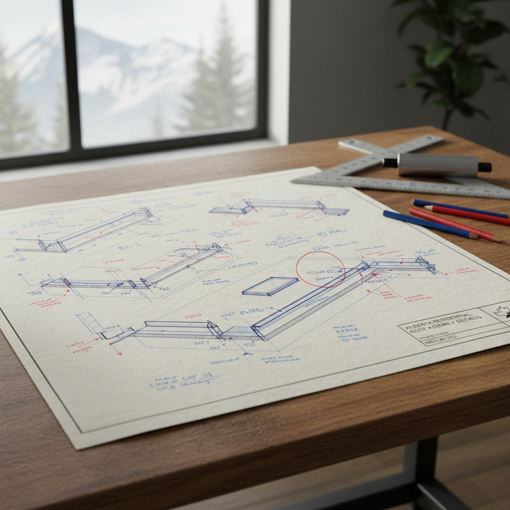 Drafting Details for Low-Slope Residential Roof Assemblies in Alberta (NBC(AE) 2023)