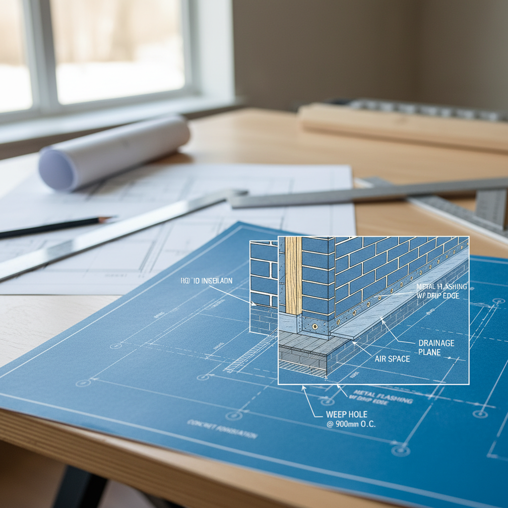 Drafting Code-Compliant Masonry Veneer Weep Hole and Flashing Details for Alberta Homes