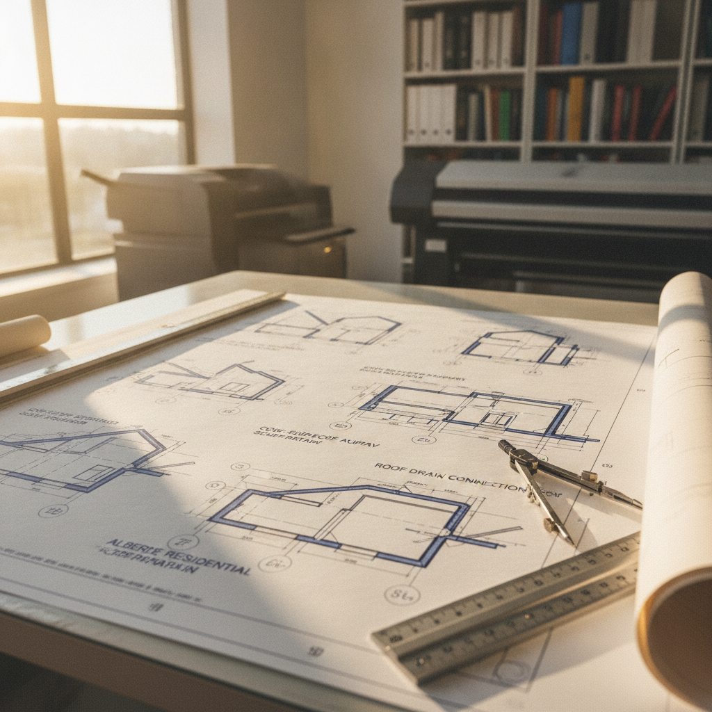 Drafting Code-Compliant Scupper and Roof Drain Details for Alberta Low-Slope Roofs