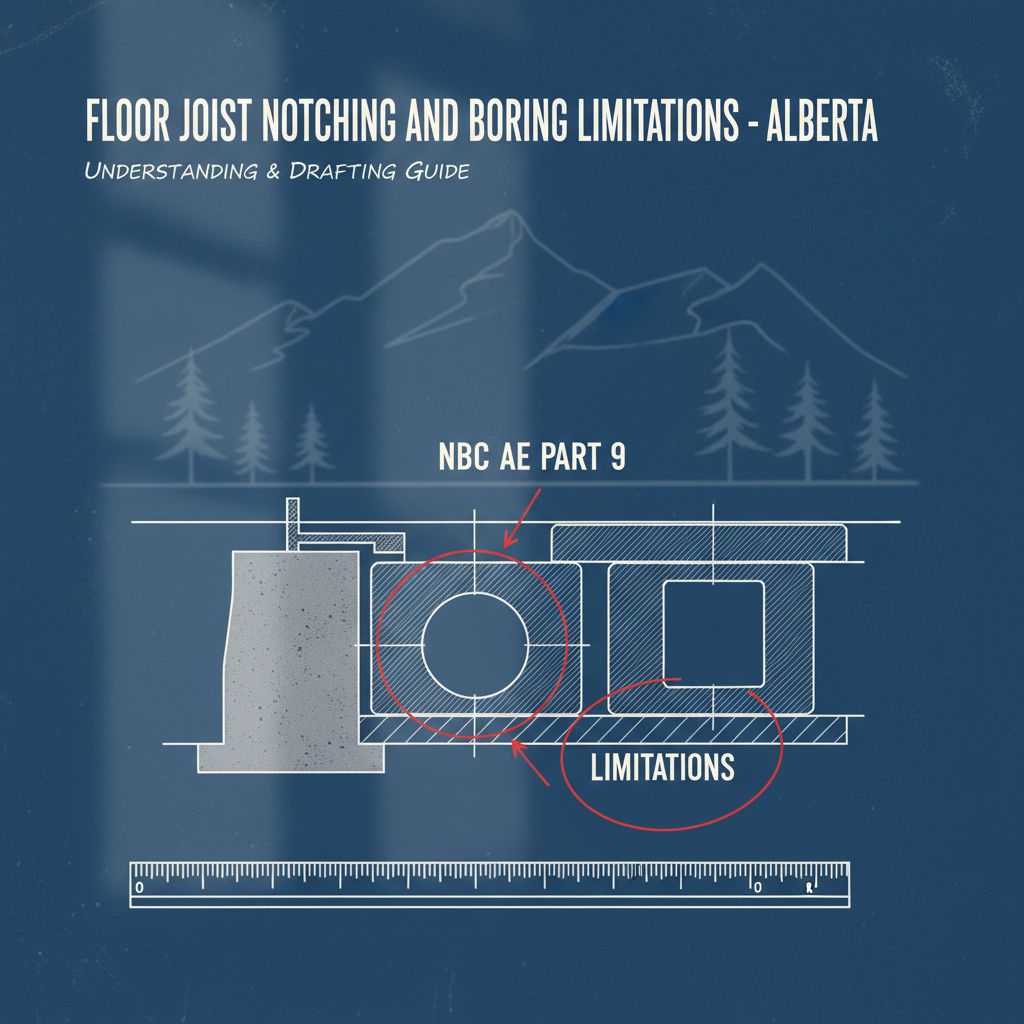 Understanding and Drafting Floor Joist Notching and Boring Limitations in Alberta (NBC AE Part 9)