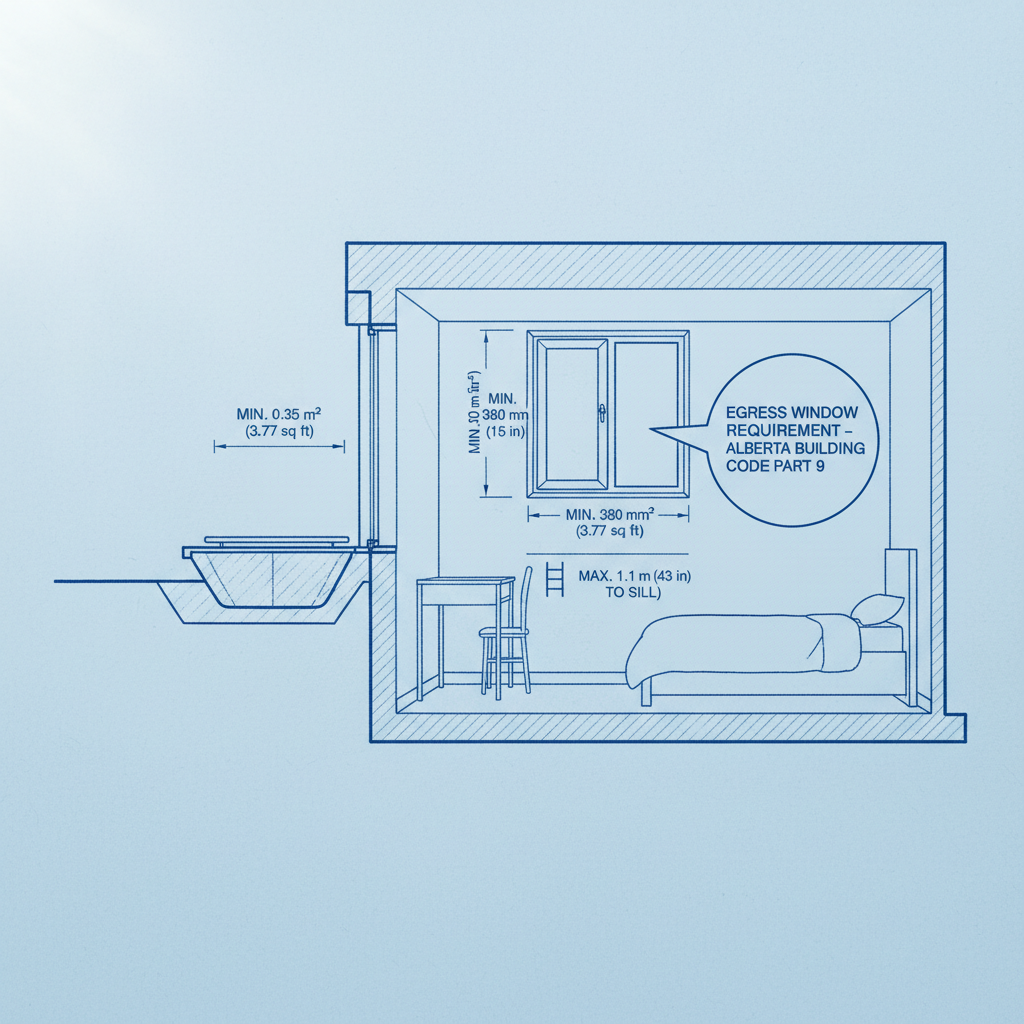 Minimum Window Egress Requirements for Basement Bedrooms in Alberta: Code, Dimensions, and Key Design Considerations