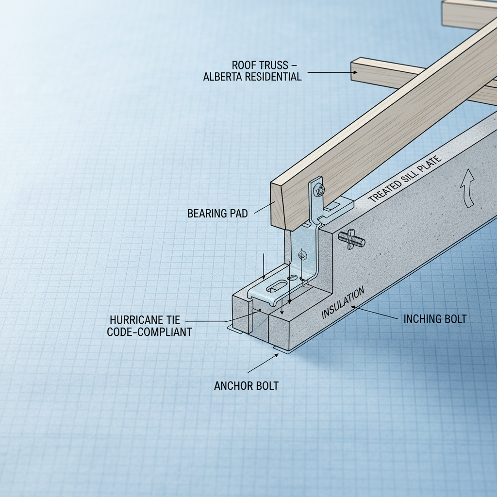 Drafting Code-Compliant Roof Truss Bearing and Tie-Down Details for Alberta Homes