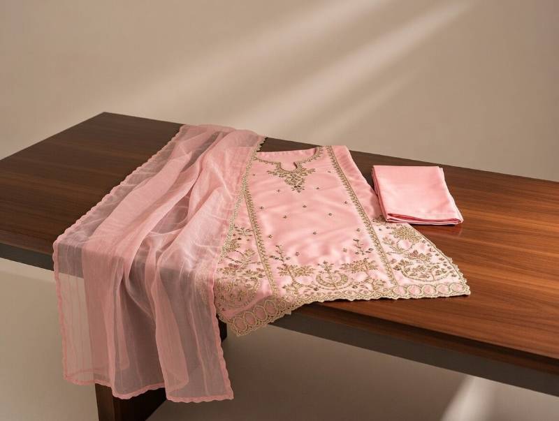 3 Piece Suit – Dupatta, Kameez, Salwar Stitched Ladies Suit | Lawn Cotton Embroidered Baby Pink Women Dress - image 2