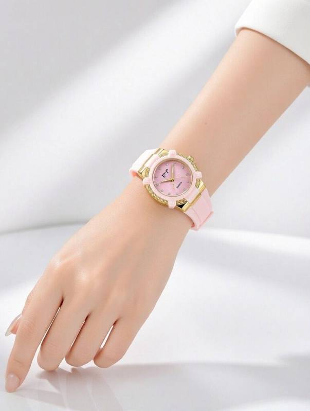 Watch for Women – Elegant Pink Dial Quartz Ladies Wrist Watch with Soft Pink Strap - image 2
