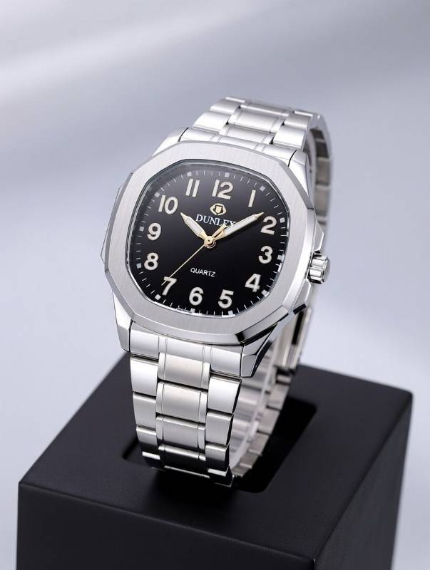 Watch for Men – Dunney Classic Black Dial Stainless Steel Quartz Wrist Watch