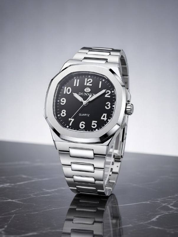 Watch for Men – Dunney Classic Black Dial Stainless Steel Quartz Wrist Watch - image 3
