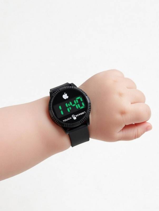 Watch for Kids – LED Digital Touch Screen Baby Wrist Watch with Black Silicone Strap - image 3