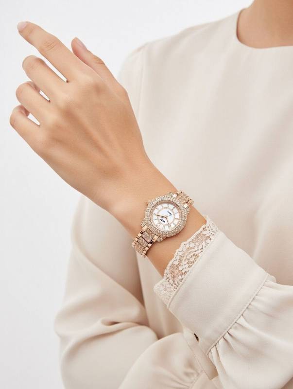 Watch for Women – Luxury Rose Gold Crystal Quartz Ladies Bracelet Wrist Watch - image 3