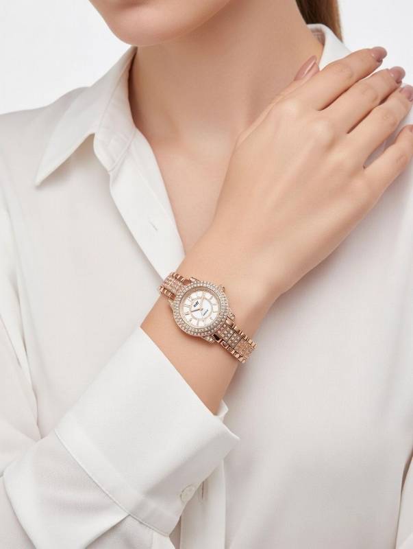 Watch for Women – Luxury Rose Gold Crystal Quartz Ladies Bracelet Wrist Watch - image 4