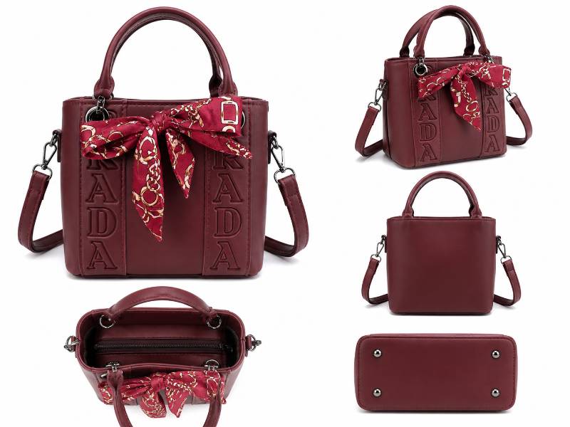 Girls Hand Bag – Stylish Maroon Mini Tote Bag with Scarf Design (Crossbody + Hand Carry) - image 5