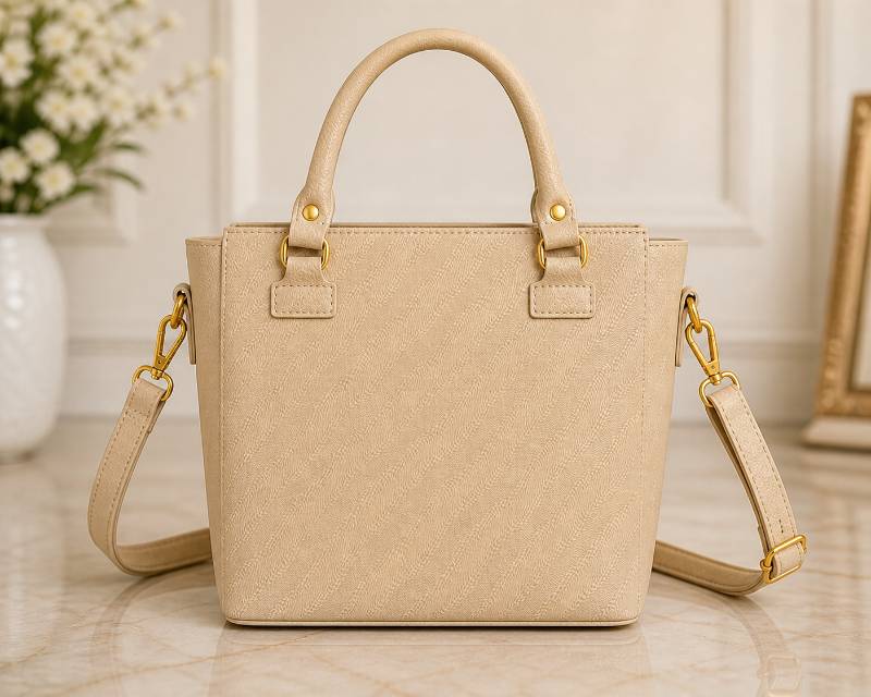 Girls Hand Bag – Cute Beige Floral Hijab Design Stylish Handbag for Daily Use - image 2