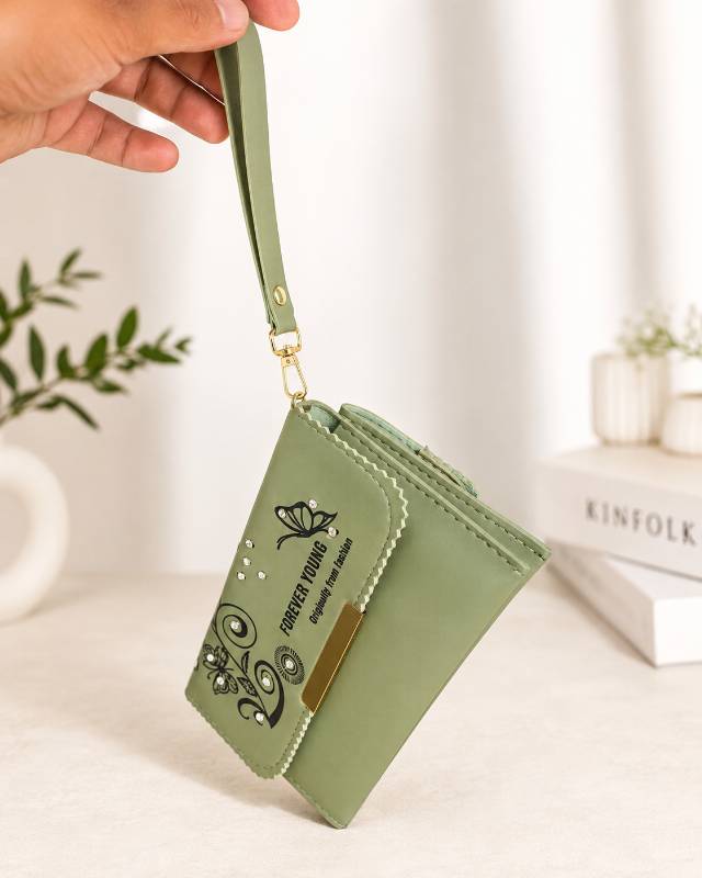 Forever Young Women Stylish Wallet Clutch | Premium Ladies Hand Purse with Wrist Strap - Pink - image 2