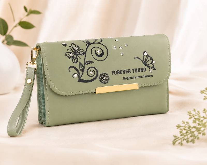 Forever Young Women Stylish Wallet Clutch | Premium Ladies Hand Purse with Wrist Strap - Pink - image 3