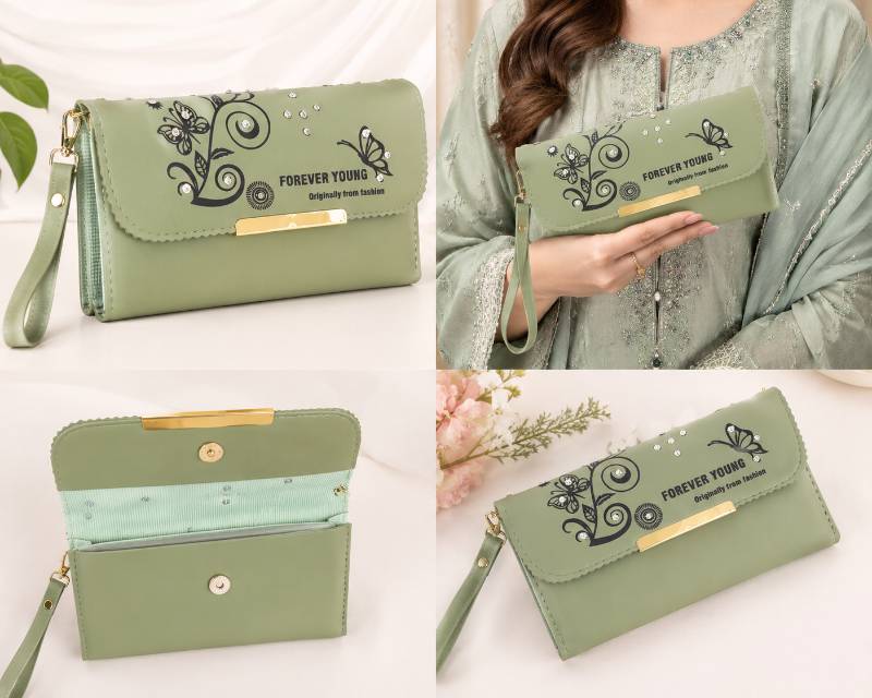 Forever Young Women Stylish Wallet Clutch | Premium Ladies Hand Purse with Wrist Strap - Pink - image 4