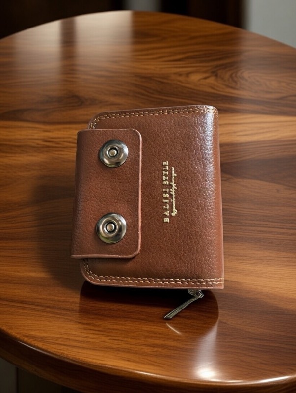 Premium Brown Leather Card Holder Wallet - Large Capacity Accordion Style with Zipper