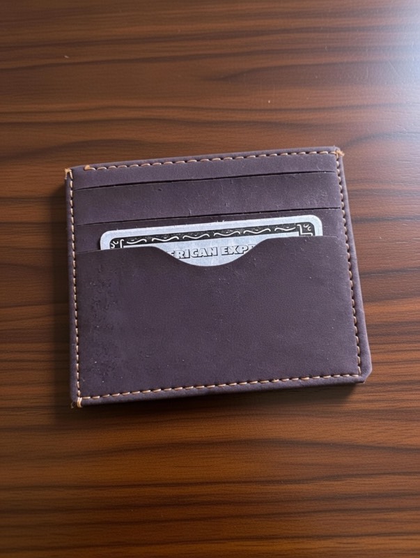 Ultra-Slim Leather Card Holder for Men - Minimalist Front Pocket Wallet