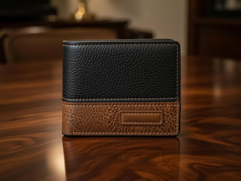 Wallet for Men - Black Textured Leather with Multi-Card Slots and Secure Zipper